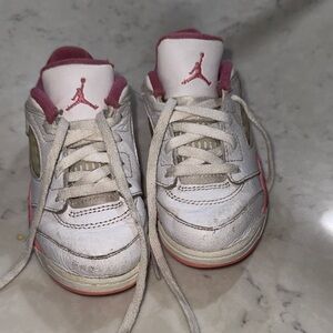 Kids White and Pink Sneakers
